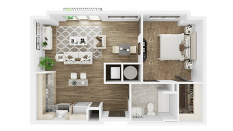a1 floor plan  1 bedroom with 2 baths  129